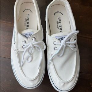 Sperry Top-Sider - Memory Foam Boat Shoes White Canvas - Men’s Size 9